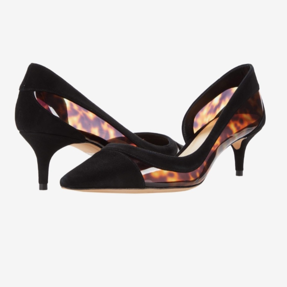 Alexandre Birman Wavee 60 Suede & Vinyl Pump in Tortoise, Size 38 (US 7.5)